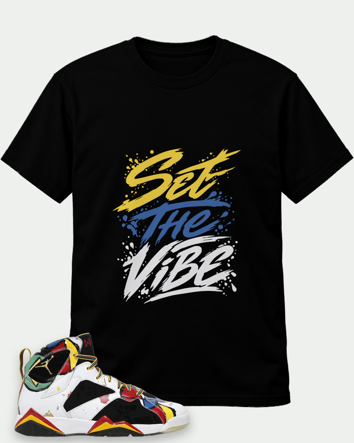 Set The Viber on a Black t-shirt — t-shirt :: front · Mockup 1