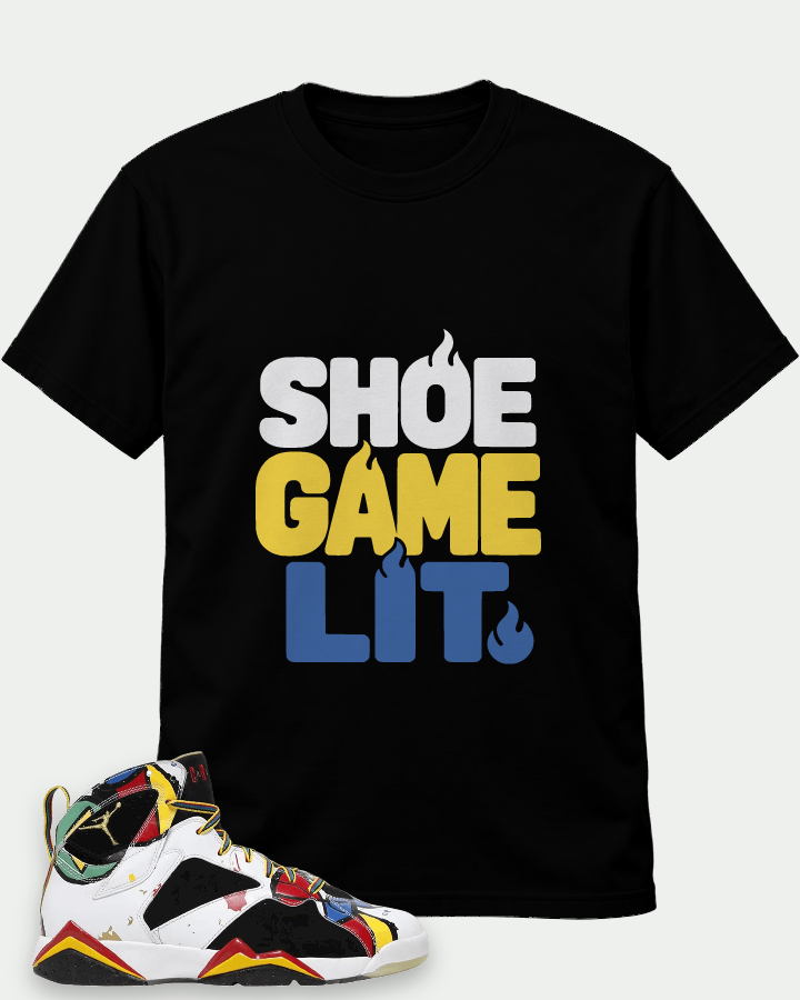 Shoe Game Lit on a Black t-shirt — t-shirt :: front · Mockup 1