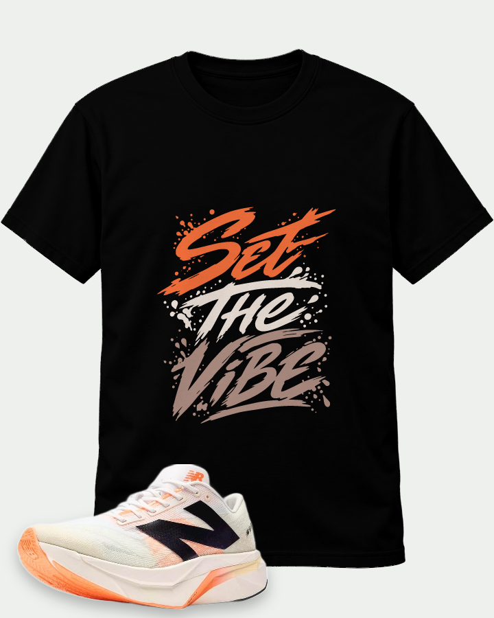 Set The Viber on a Black t-shirt — t-shirt :: front · Mockup 1