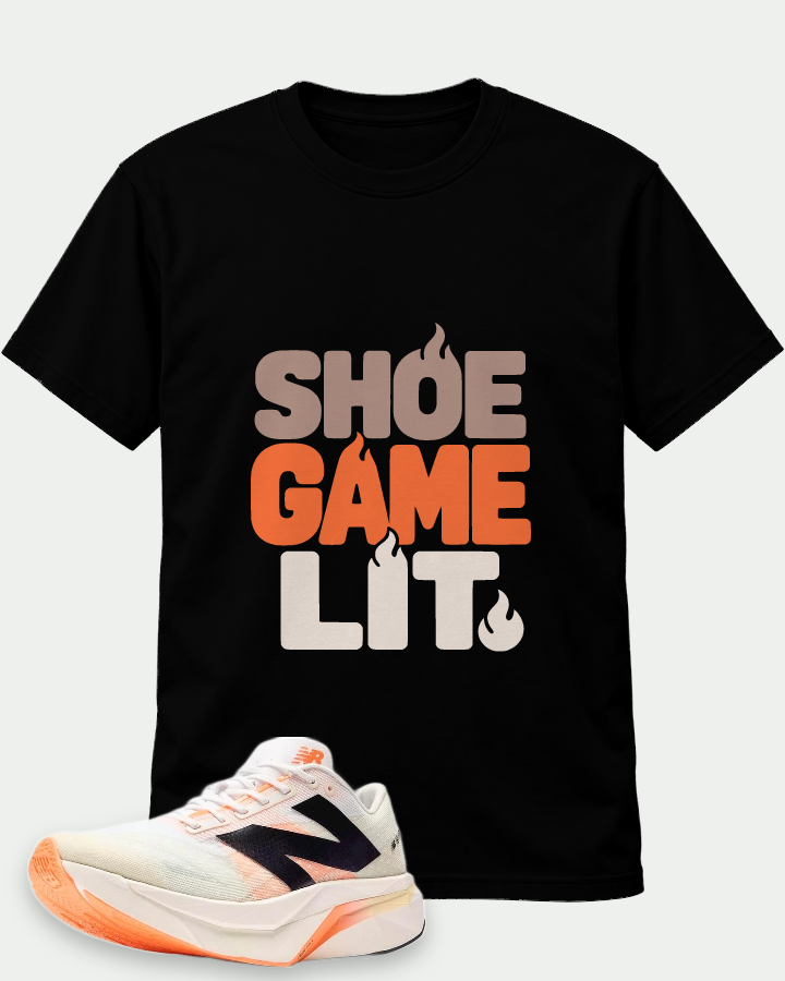 Shoe Game Lit on a Black t-shirt — t-shirt :: front · Mockup 1