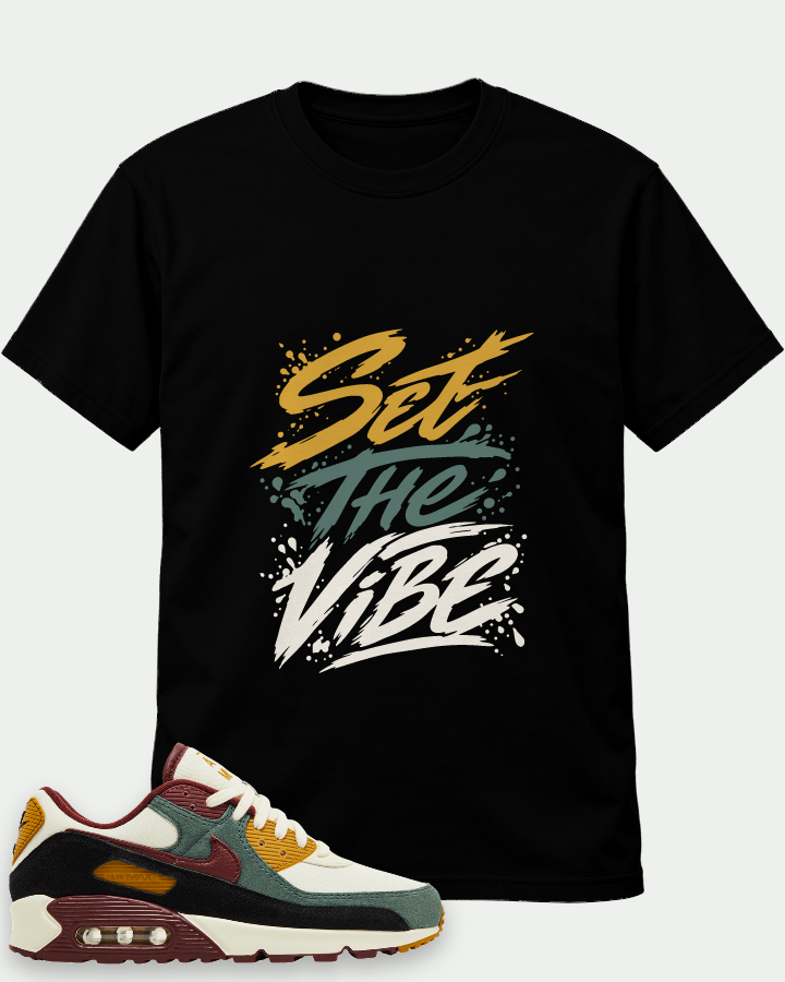 Set The Viber on a Black t-shirt — t-shirt :: front · Mockup 1