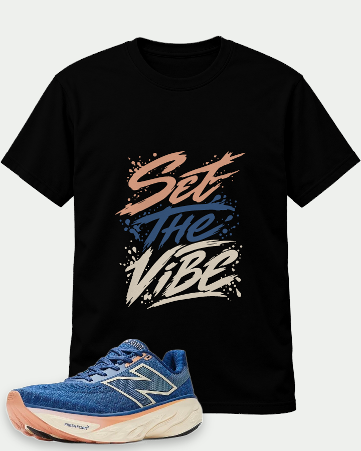 Set The Viber on a Black t-shirt — t-shirt :: front · Mockup 1