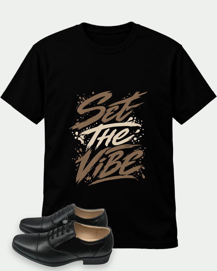 Set The Viber on a Black t-shirt — t-shirt :: front · Mockup 1